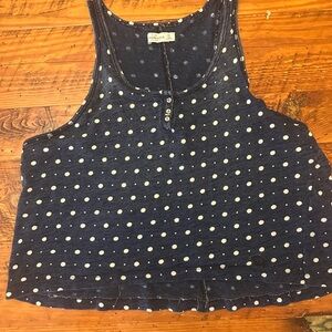 Abercrombie & Fitch Polka Dot Tank Top XS Navy Blue Button Front